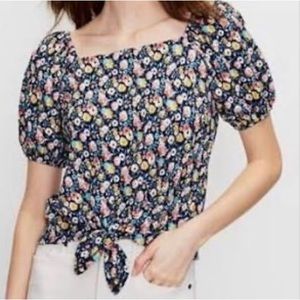 LOFT Square Next Floral Top with Tie Waist